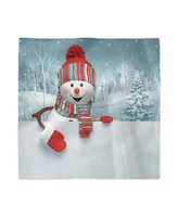 Ambesonne Snowman Set of 4 Napkins, 12" x 12"