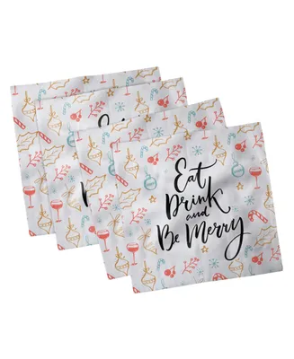 Ambesonne Eat Drink and Be Merry Set of 4 Napkins