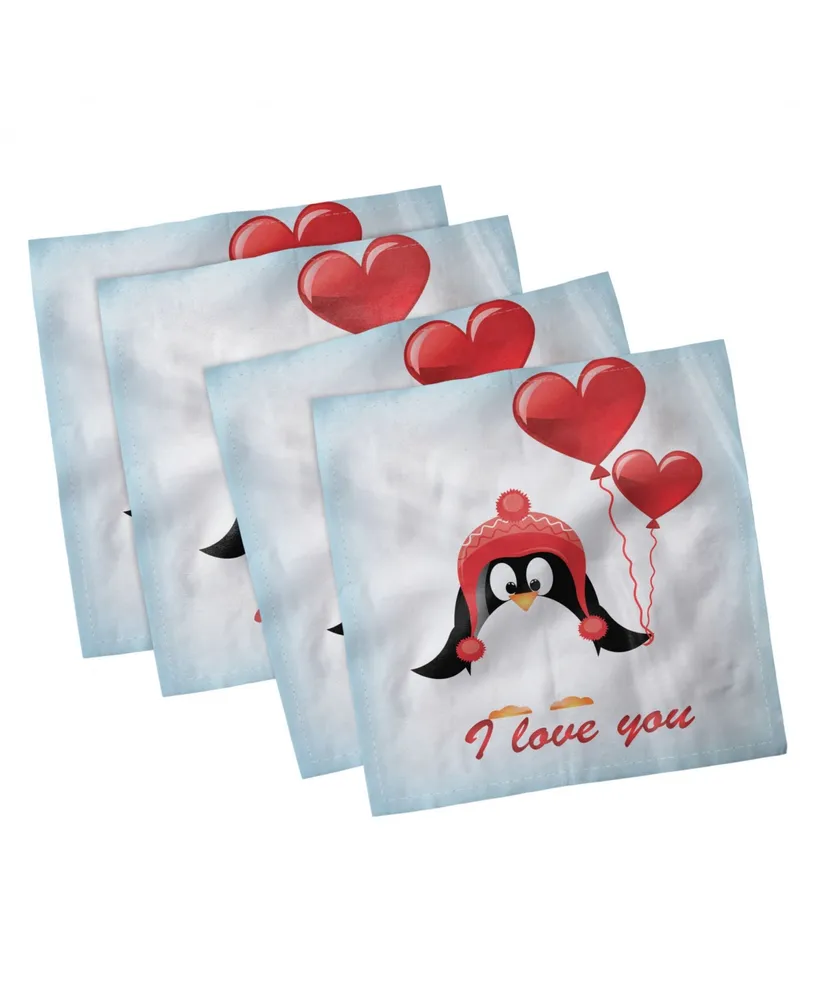 Ambesonne Valentines Set of 4 Napkins, 12" x 12"