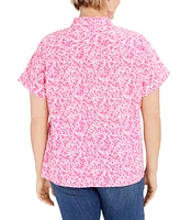 Tommy Hilfiger Plus Size Floral-Print Button-Down Camp Shirt, Created for Macy's