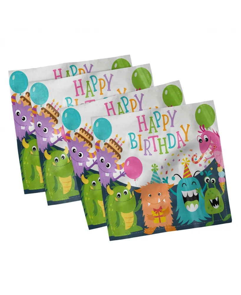 Ambesonne Birthday Party Set of 4 Napkins, 18" x 18"