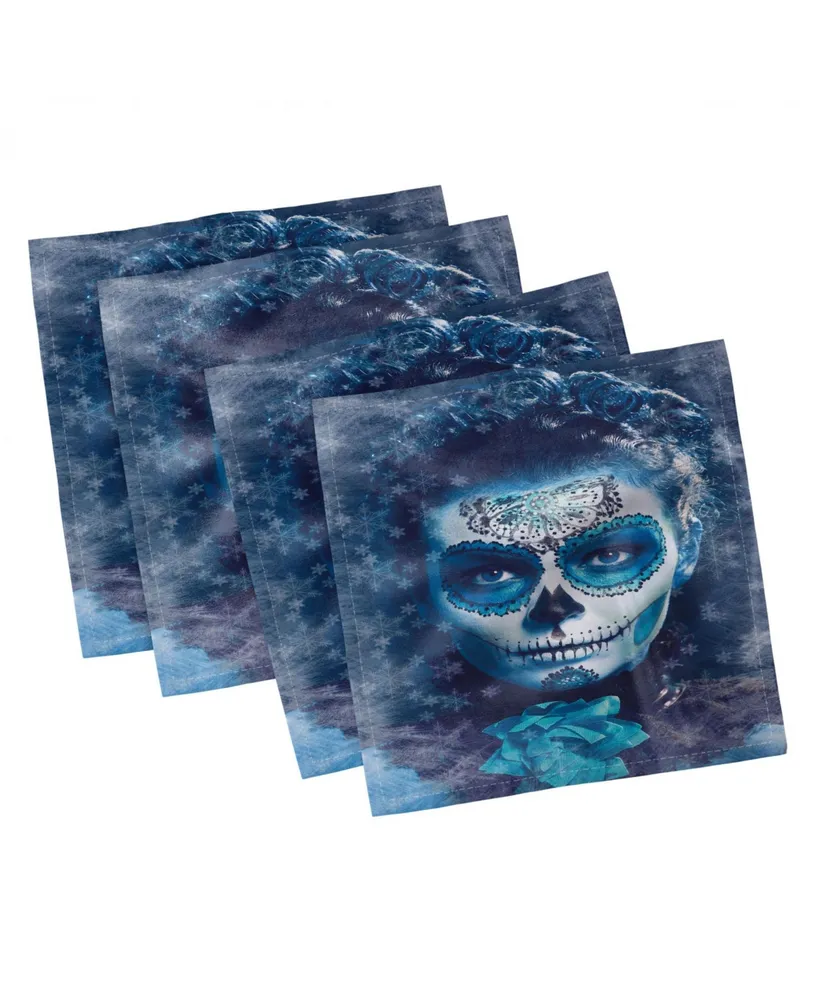 Ambesonne Sugar Skull Set of 4 Napkins