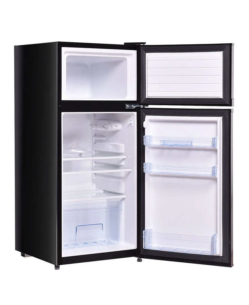 Costway 2 Doors 3.4 cu ft. Unit Compact Mini Refrigerator Freezer Cooler