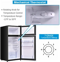 2 Doors 3.4 cu ft. Unit Compact Mini Refrigerator Freezer Cooler