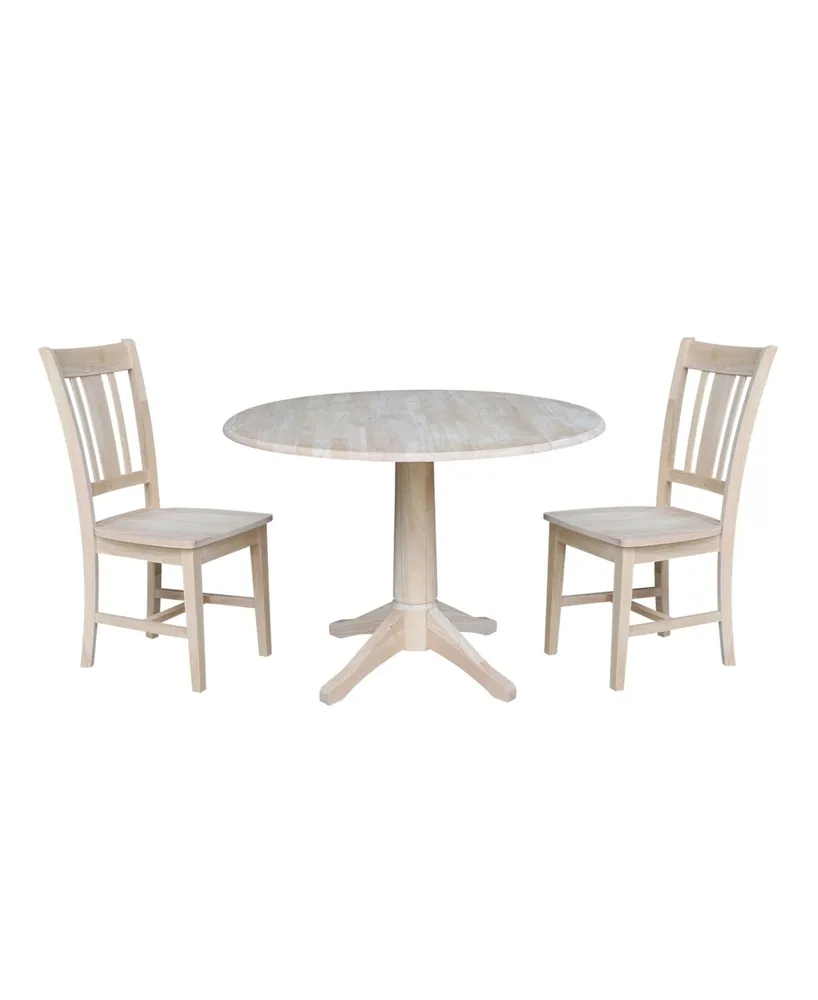 International Concepts 42" Round Top Pedestal Table with 2 Chairs