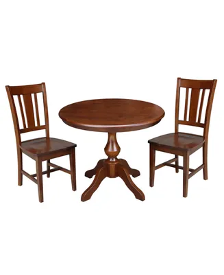 International Concepts 36" Round Top Pedestal Table with 2 Chairs