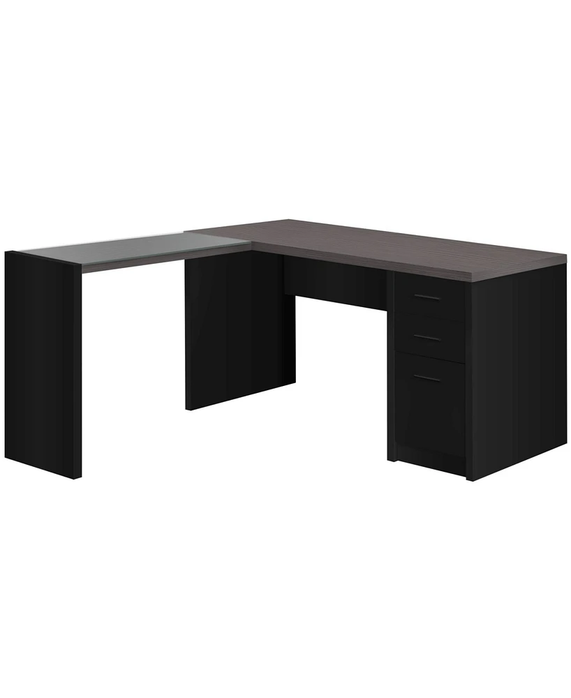 Monarch Specialties Computer Desk -Top Corner with Tempered Glass