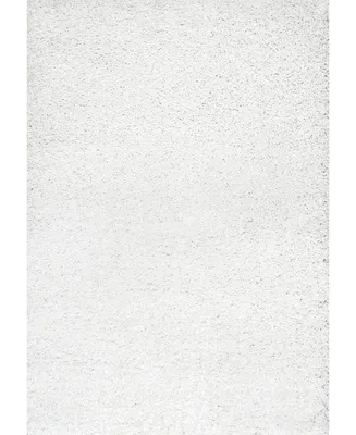 nuLoom Easy Shag Marleen Plush White 4' x 6' Area Rug