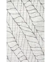 nuLoom Smoky Abstract Leaves Silver 4' x 6' Area Rug