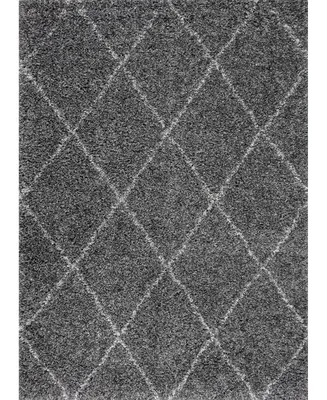 nuLoom Easy Shag Cozy Soft and Plush Diamond Trellis 5'3" x 7'6" Area Rug