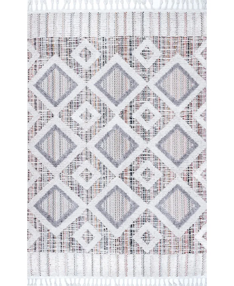 nuLoom Lorden Theola Geometric High-Low Pink 6'7" x 9' Area Rug