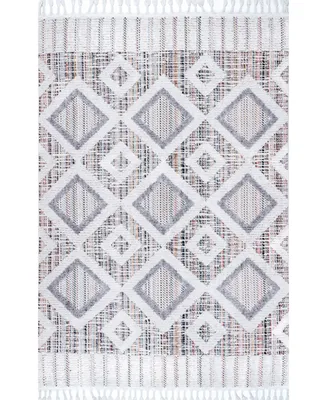 nuLoom Lorden Theola Geometric High-Low Pink 6'7" x 9' Area Rug