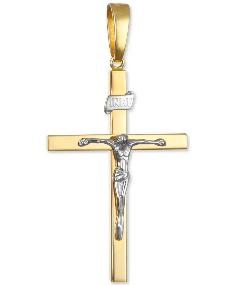 Two-Tone Crucifix Pendant in 14k Gold & White Gold