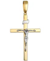 Two-Tone Crucifix Pendant in 14k Gold & White Gold