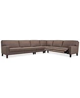 Closeout! Sandrew 4-Pc. Fabric Sectional with 2 Power Foot Rests, Created for Macy's