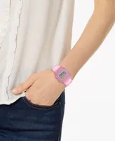 Casio Unisex Digital Pink Jelly Strap Watch 35.2mm