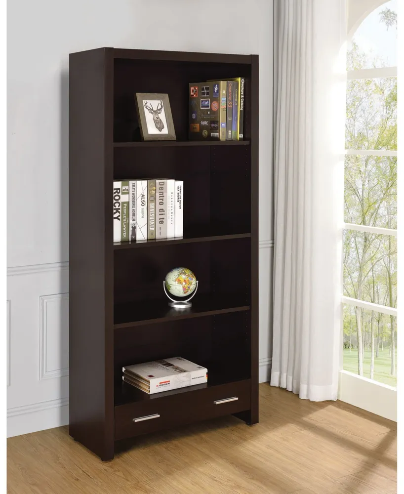 Charleston 4-Shelf Bookcase with Storage Drawer