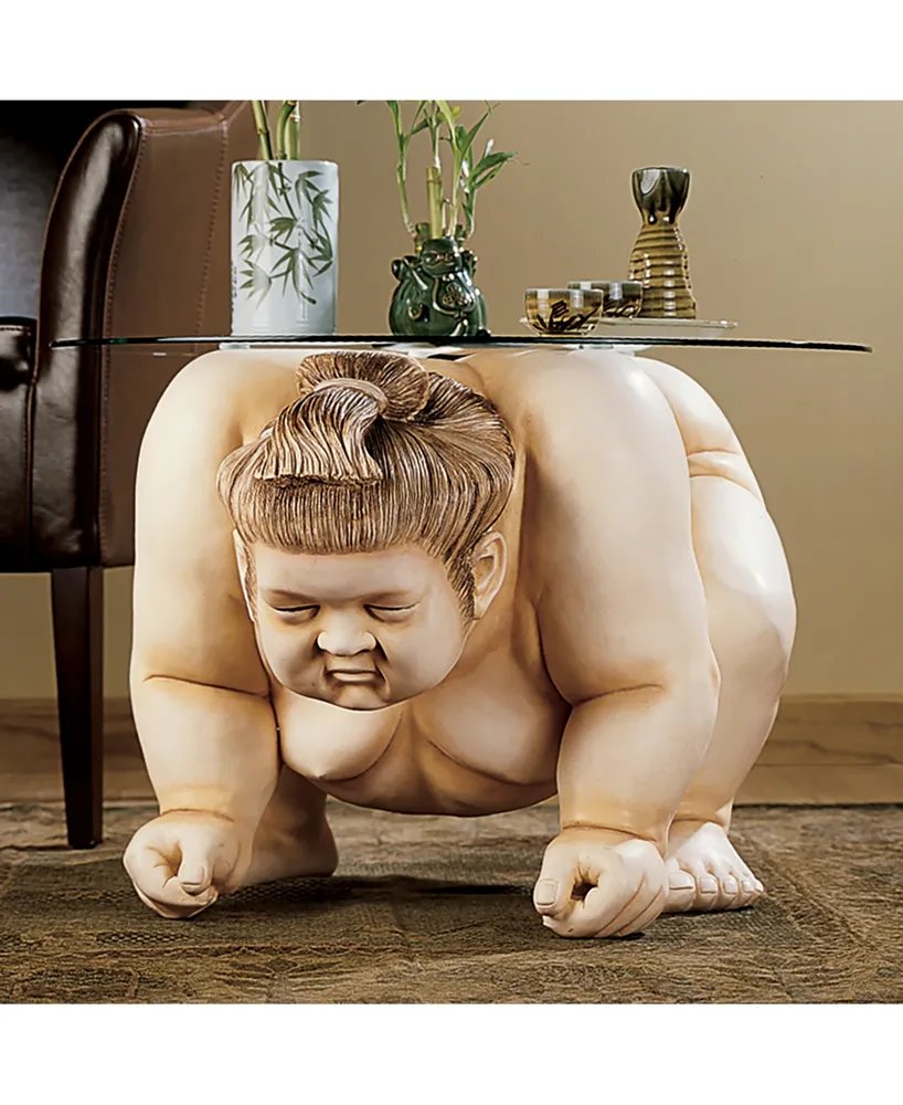 Design Toscano Basho the Sumo Wrestler Sculpture Glass-Topped Table