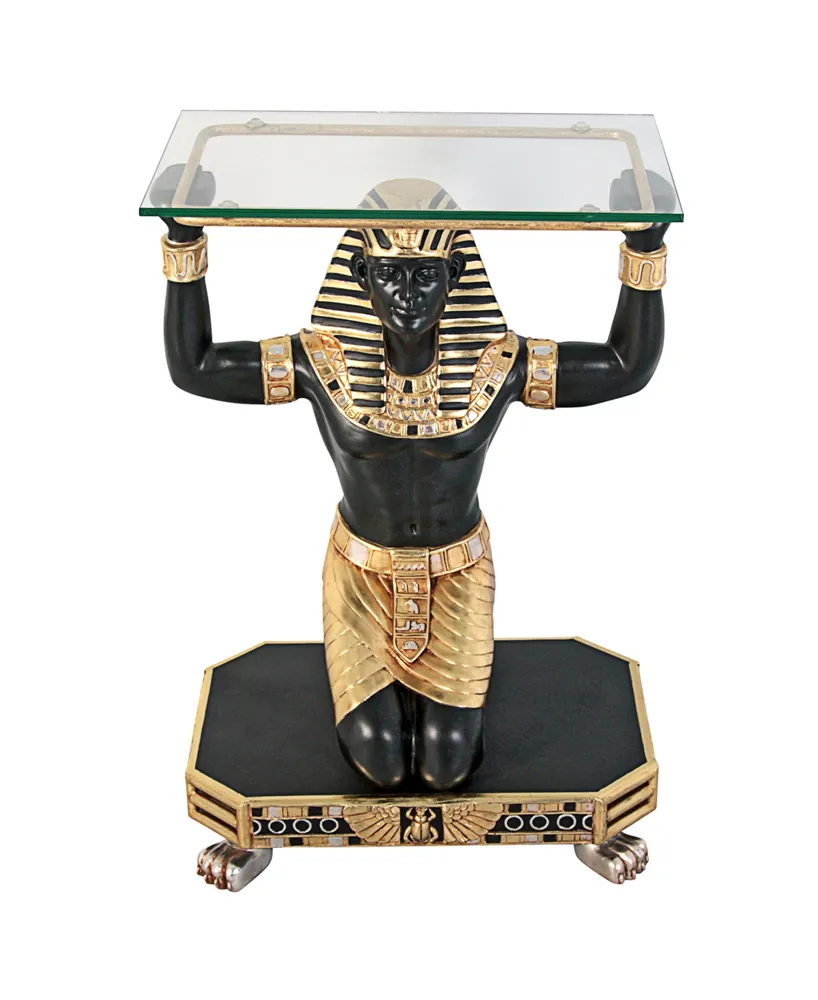 Design Toscano Servant to the Pharaoh Glass-Topped Console Table