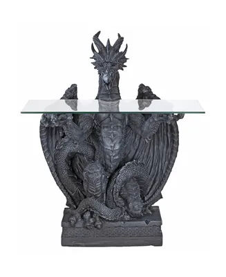 Design Toscano the Subservient Dragon Glass-Topped Sculptural Table