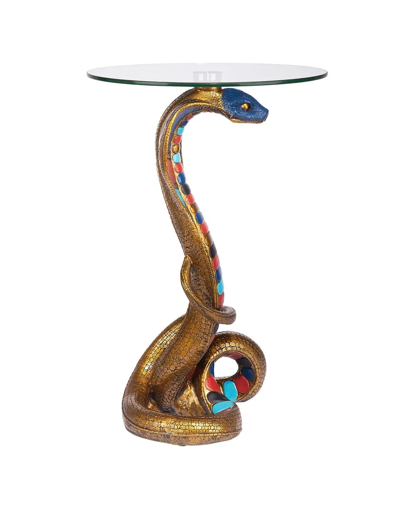 Design Toscano Renenutet Egyptian Cobra Goddess Glass-Topped Table