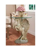 Design Toscano Mystical Winged Unicorn Sculptural Glass-Topped Table