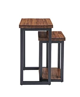 Alaterre Furniture Claremont Rustic Wood Nesting End Tables Set