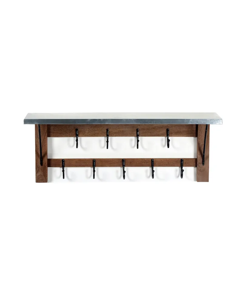 Alaterre Furniture Durango Industrial Wood Coat Hook Shelf and Bench Set