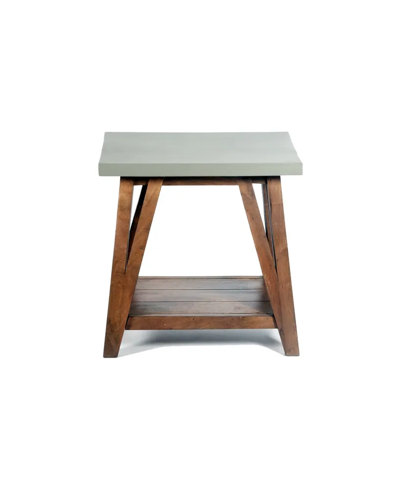 Alaterre Furniture Brookside Cement-Top Wood End Table