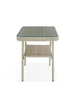 Alaterre Furniture Windham All-Weather Wicker Outdoor Cocktail Table with Glass Top