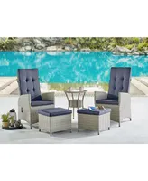 Alaterre Furniture Haven All-Weather Wicker Outdoor Recliners with Ottomans and Cushions Set