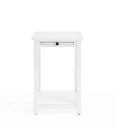 Alaterre Furniture Coventry Wood End Table with Tray Shelf and Bottom Shelf