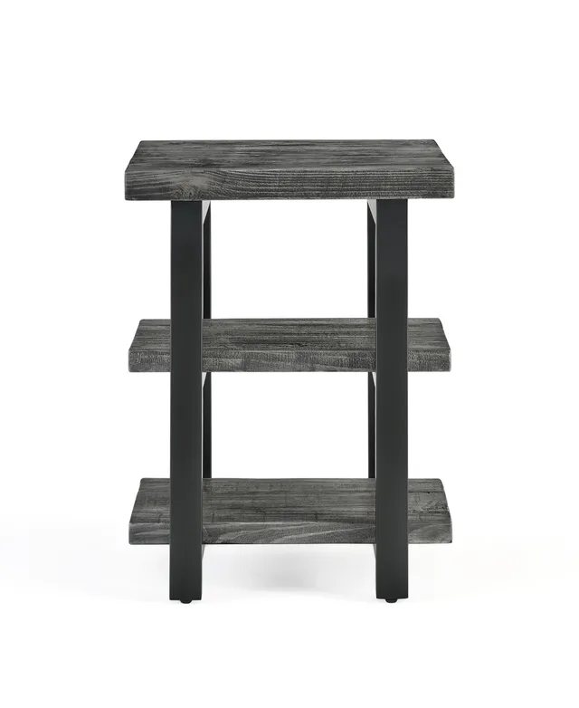 Alaterre Modesto Metal Strap and Reclaimed Wood End Table with Shelf,  Rustic Natural 