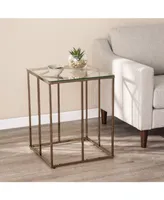 Southern Enterprises Imogen Contemporary End Table with Glass Top