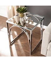 Southern Enterprises Arabelle Square Glass Top End Table