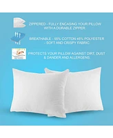 The Grand Poly-Cotton Zippered Pillow Protector - 200 Thread Count - Protects Against Dust, Dirt, and Debris - Queen Size