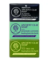 Zion Health Charcoal + Rosemary Lavender + Tea Tree Clay Soap Bundle 6 oz each