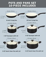 Cook N Home 10 Piece Aluminum Ceramic Coating Nonstick Cookware Sets
