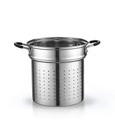 Cook N Home 12 Quart 4-Piece Stainless Steel Pasta Cooker Steamer Multipots, Silver