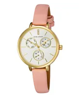 Laura Ashley Women's Chrono Dial Pink Polyurethane Strap Watch 36mm