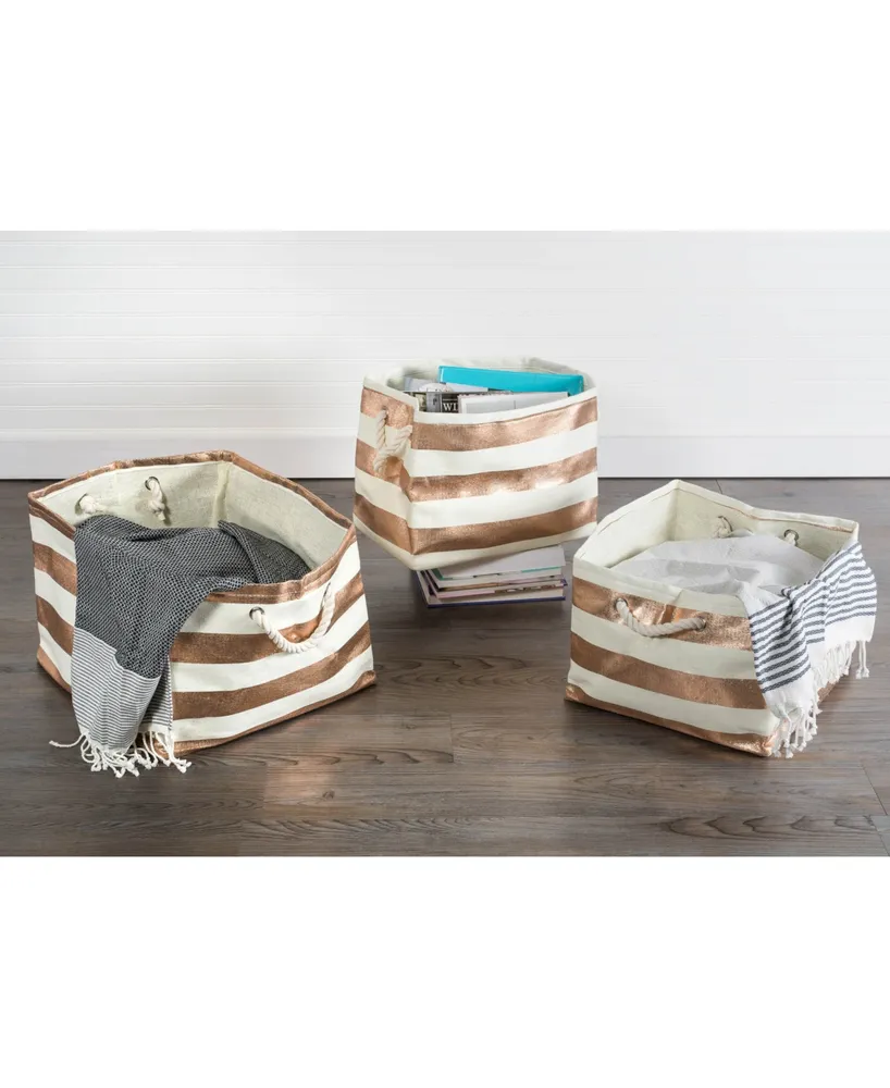 Design Imports Paper Basket Stripe Rectangle Large