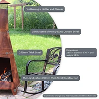 70-Inch Rustic Chiminea Outdoor Fireplace - Outdoor Wood-Burning Chiminea Fire Pit - Steel Chimenea for Backyard or Patio