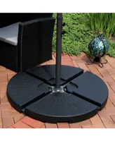 Sunnydaze Decor 4-Piece Cantilever Offset Umbrella Base Plates Set - Fill with Water or Sand - Fits Outdoor Cross Style Bases - Black