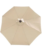 9 ft Outdoor Patio Umbrella with Solar Lights - Polyester Led Table Market Push-Button Tilt and Crank Burnt Orange