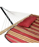 Rope Hammock with 12-Foot Stand and Pad - 275-Pound Capacity Blue Green Chevron