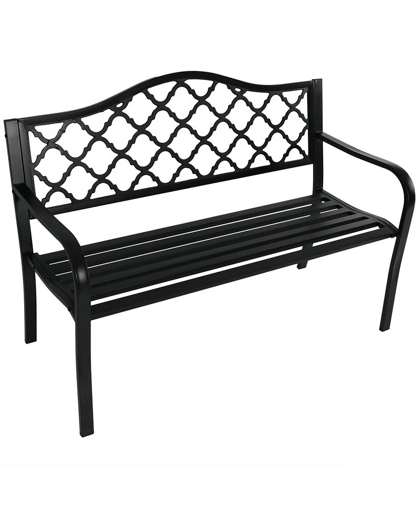 Sunnydaze Decor Decorative Lattice 2-Person Cast Iron Garden Bench - 615-Pound Weight Capacity - Black