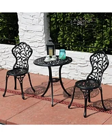 Sunnydaze Decor 3-Piece Black Outdoor Cast Aluminum Patio Bistro Set