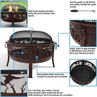 30-Inch Outdoor Fire Pit - Round Wood-Burning Backyard and Patio Fire Pit for Outside