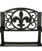 Sunnydaze Decor Fleur-de-Lis Cast Iron and Steel Patio Rocking Chair - 275-Pound Weight Capacity - Black