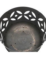 Sunnydaze Decor 26-Inch Cast Iron Retro Fire Pit Bowl with Handles and Spark Screen